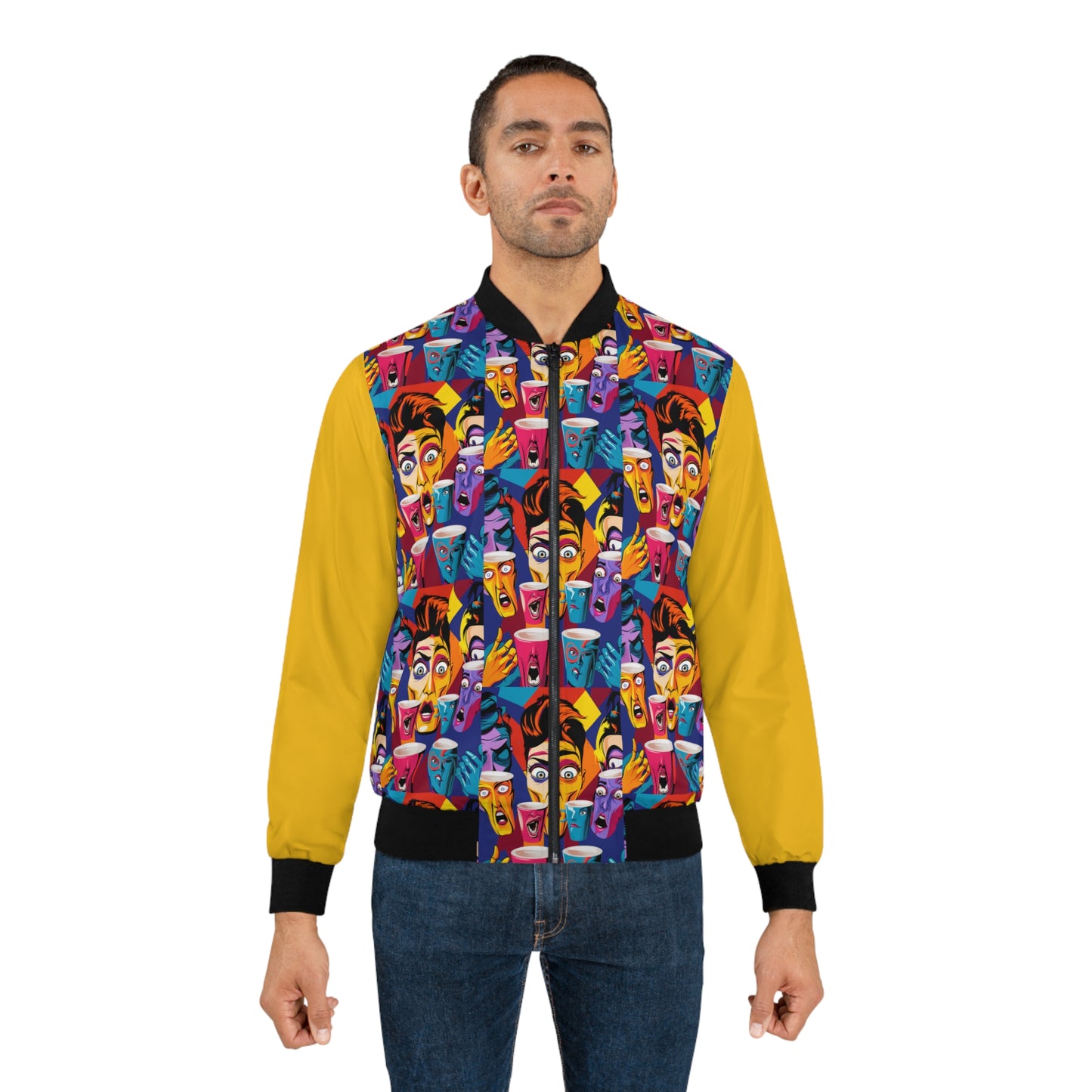 Coffeeee A (Yellow) Men's Bomber Jacket