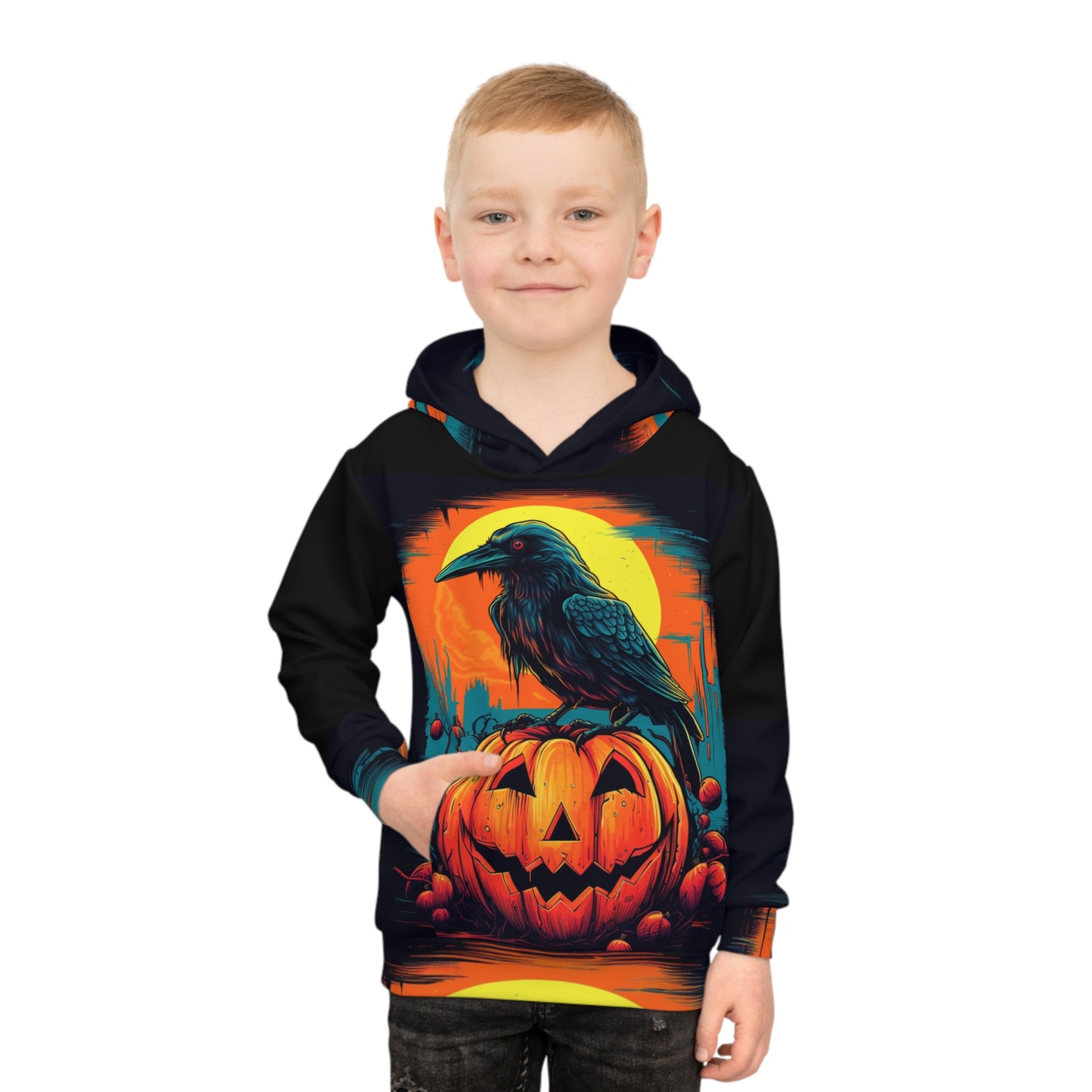 Sudadera con capucha para niños Fall Pumpkin Bird C (AOP)