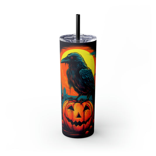 Vaso delgado con pajita Fall Pumpkin Bird C, 20 oz