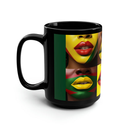 BHE Lips Lips A Simple Black Mug, 15oz