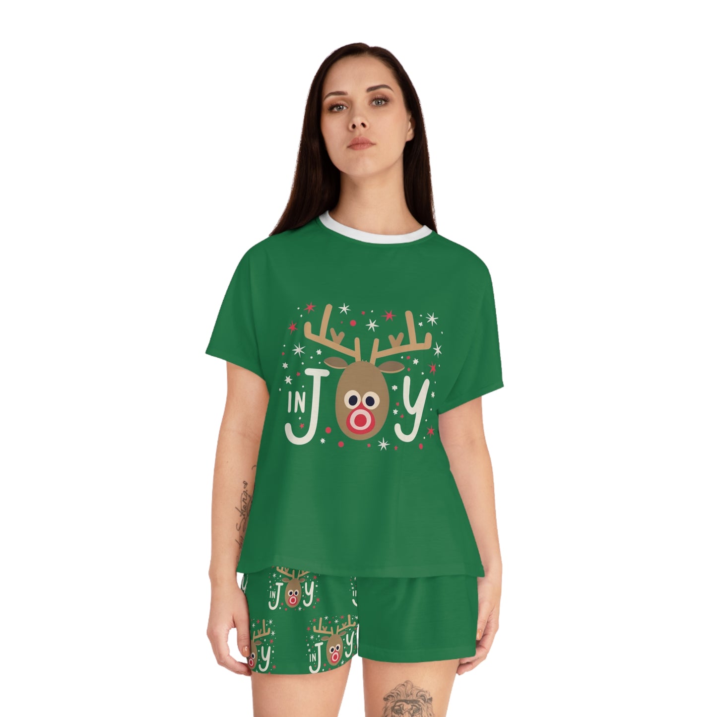 In Joy B Reindeer Women's Short Pajama Set