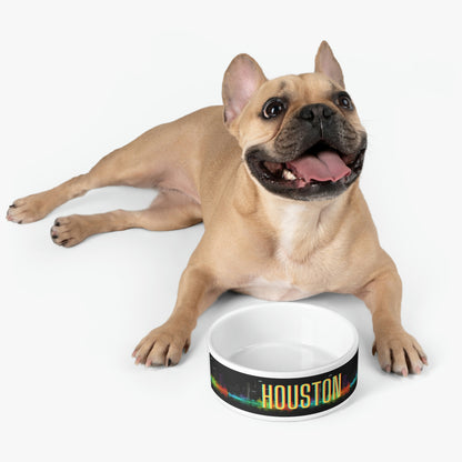 Houston Night Skyline Neon Pet Bowl