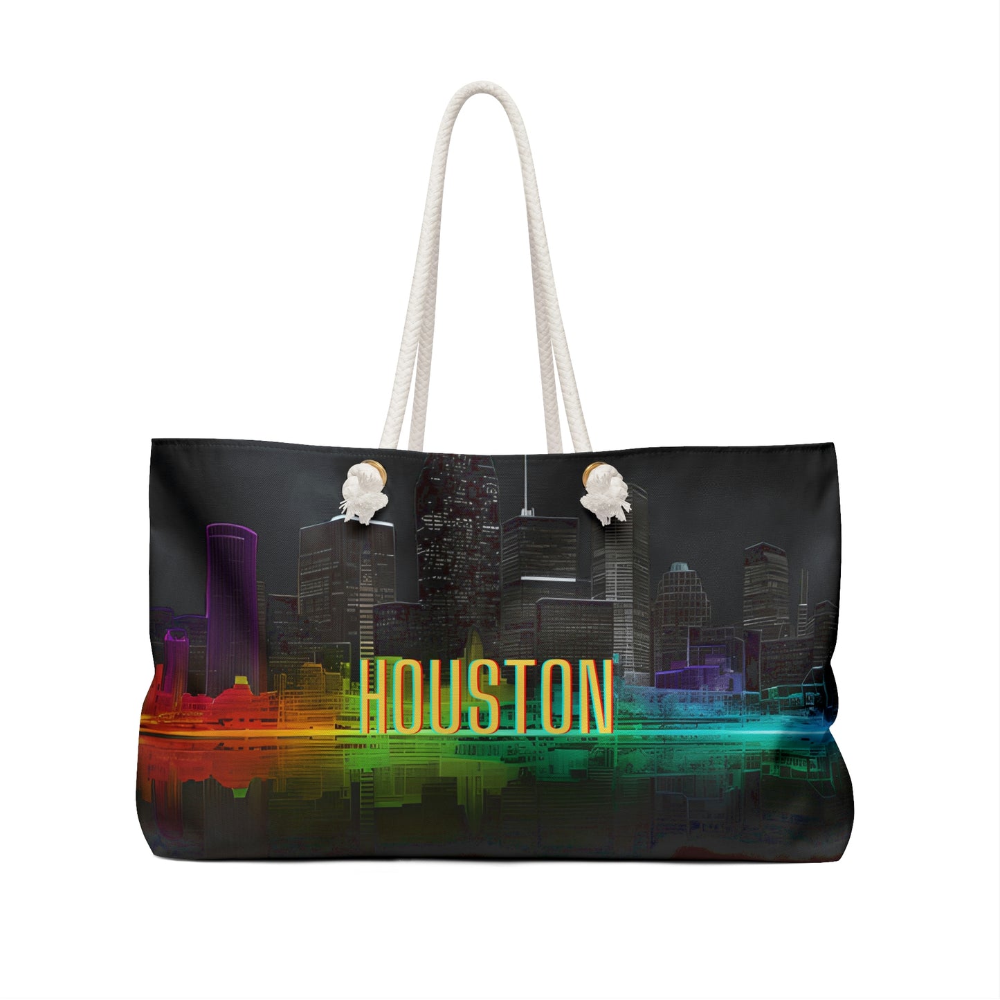 Houston Night Skyline Neon Weekender Bag