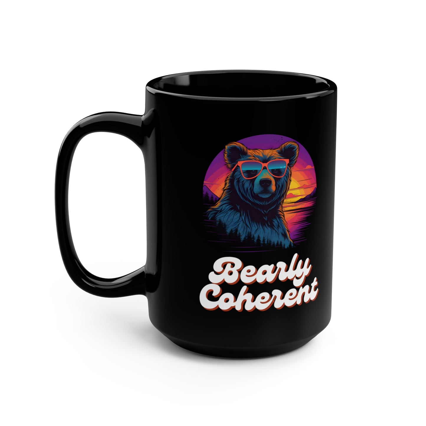 Taza negra Bearly Coherent, 15 oz