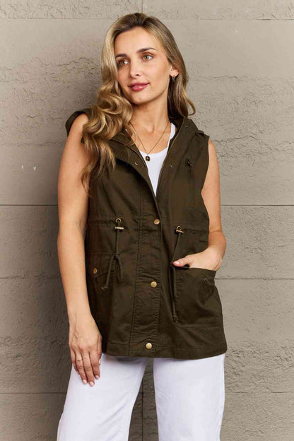 Zenana More To Come Full Size Military Hooded Vest